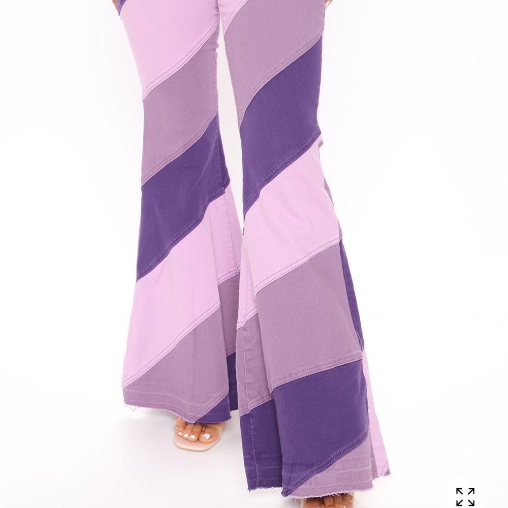 Fashion Nova Out Of Control Patchwork Flare Jeans - Purple/combo Women’s Size 9 - Picture 3 of 9